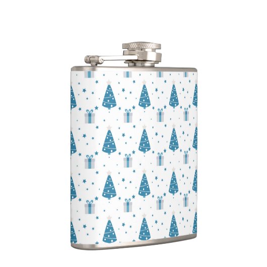 WIT MET BLAUWE KERSTBOMEN STERREN CADEAUS HEUPFLES (Rechts)