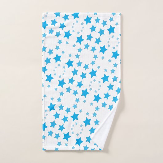 Wit met blauwe ster print handdoek set (Handdoek)