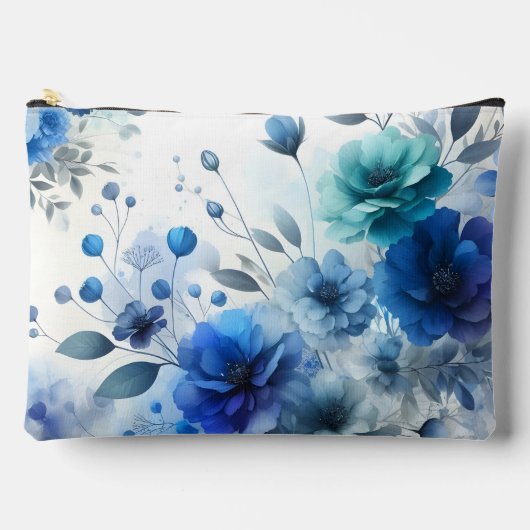 WIT MET BLAUWE WATERVERF BLOEMEN ETUI (Voorkant)