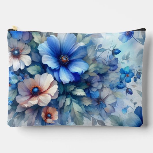 WIT MET BLAUWE WATERVERF BLOEMEN ETUI (Voorkant)