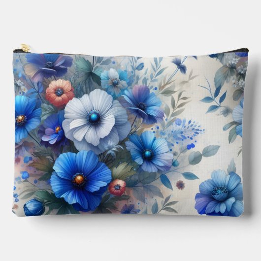 WIT MET BLAUWE WATERVERF BLOEMEN ETUI (Voorkant)