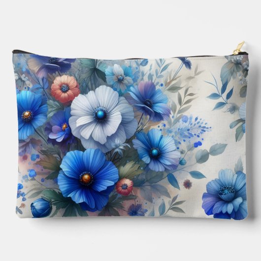 WIT MET BLAUWE WATERVERF BLOEMEN ETUI (Achterkant)