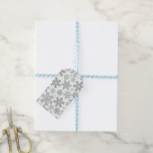 WIT MET BLAUWE WINTERVLOKKEN CADEAULABEL (Met Touw)