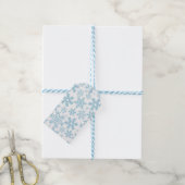 WIT MET BLAUWE WINTERVLOKKEN CADEAULABEL (Met Touw)