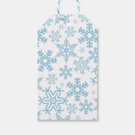 WIT MET BLAUWE WINTERVLOKKEN CADEAULABEL