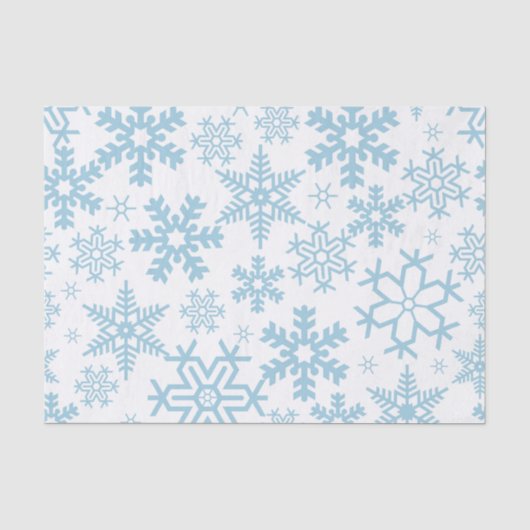 WIT MET BLAUWE WINTERVLOKKEN TISSUEPAPIER (Voorkant)