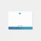 Wit met Blauwgroen Faux Glitter Bird & Border + Na Post-it® Notes (Voorkant)