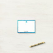 Wit met Blauwgroen Glitter Olifant & Rand w / Naam Post-it® Notes (Op bureau)