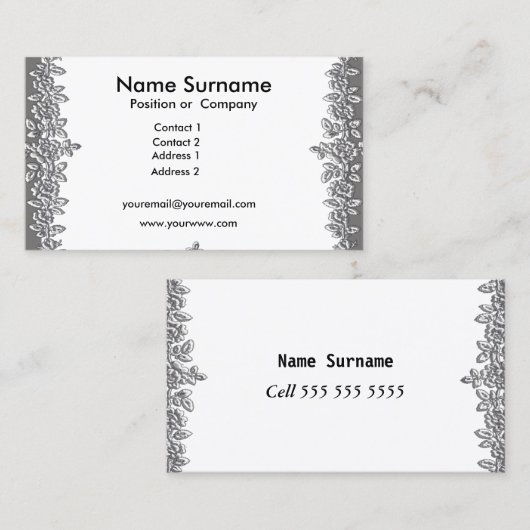 Wit met bloemen Visitekaartje (Voorkant / Achterkant)