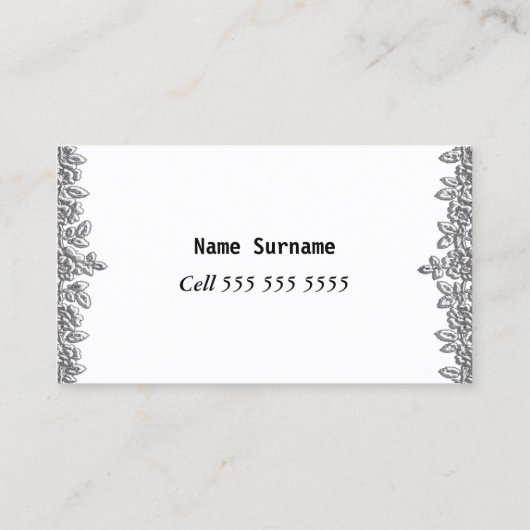 Wit met bloemen Visitekaartje (Achterkant)