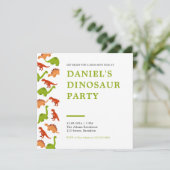 Wit met Dinosaurus Graphics Dinosaurus Verjaardag Kaart (Staand voorkant)