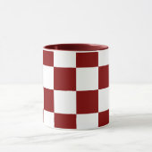 Wit met donkerrood vierkant patroon 11 oz Combo Mok (Midden)
