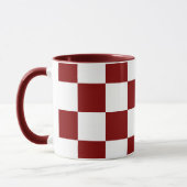 Wit met donkerrood vierkant patroon 11 oz Combo Mok (Links)