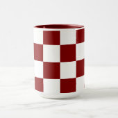Wit met donkerrood vierkant patroon 15 oz Combo Mok (Midden)