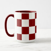 Wit met donkerrood vierkant patroon 15 oz Combo Mok (Links)