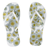 Wit met geel hart Bloemen Teenslippers (Voetbed)