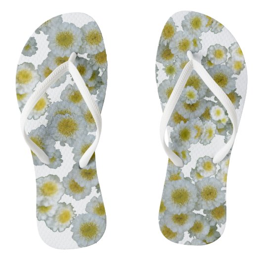 Wit met geel hart Bloemen Teenslippers (Voetbed)