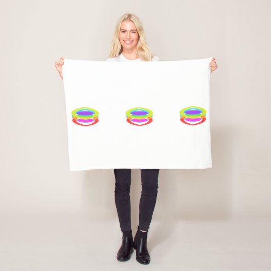WIT MET GEKLEURDE CIRKELS FLEECE DEKEN (In situ)