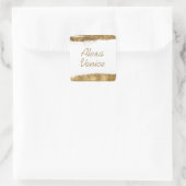 Wit met goud vierkante sticker (Tas)