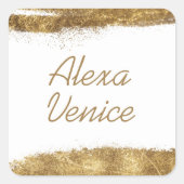 Wit met goud vierkante sticker (Voorkant)