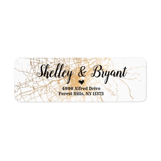 Wit met gouden abstracte bruiloft etiket (Voorkant)