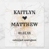 Wit met gouden abstracte bruiloft wijn etiket (Enkel label)