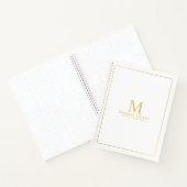Wit met gouden Gepersonaliseerde Monogram en Naam Notitieboek (Binnen)