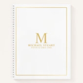 Wit met gouden Gepersonaliseerde Monogram en Naam Notitieboek (Voorkant)