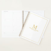 Wit met gouden Gepersonaliseerde Monogram en Naam Planner (Display)