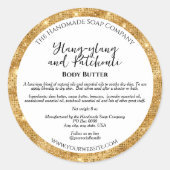 Wit met Gouden Glitter Border Cosmetics Jar Label (Voorkant)