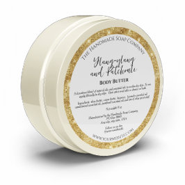 Wit met Gouden Glitter Border Cosmetics Jar Label