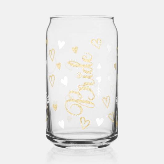 Wit met gouden Glitter Bruid verloving ringen Blikvorm Glas (Links)