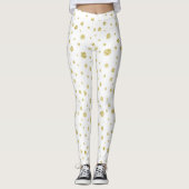 Wit met gouden stippen leggings (Voorkant)