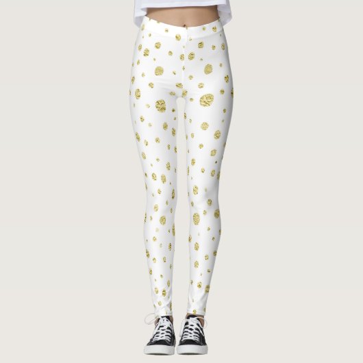 Wit met gouden stippen leggings (Voorkant)
