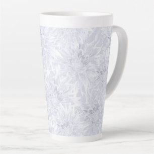 Wit met grijze dahlias. latte mok