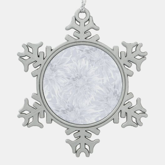 Wit met grijze dahlia's. Sneeuwvlok Ornament (Voorkant)