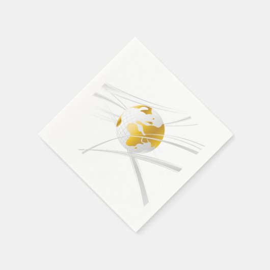 Wit met grijze Wereldbollen papieren servetten (Hoek)