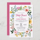 Wit met groen bloemig Lijst baby shower Kaart (Voorkant / Achterkant)