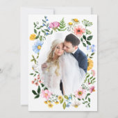 Wit met Groene Bloemen Minimalistische foto Bruilo Kaart (Achterkant)