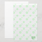 Wit met Groene Bloemen Papier Monogram (Voorkant / Achterkant)