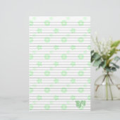 Wit met Groene Bloemen Papier Monogram (Staand voorkant)