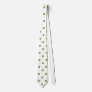 Wit met Groene Kleur Dot (Kerst 9) Mannen Stropdas