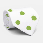 Wit met Groene Kleur Dot (Kerst 9) Mannen Stropdas (Opgerold)