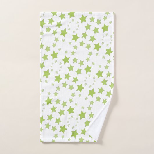 Wit met groene ster print handdoek set (Handdoek)