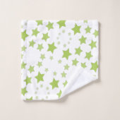 Wit met groene ster print handdoek set (Wasdoekje)