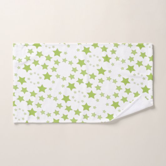 Wit met groene ster print handdoek set (Handdoek)
