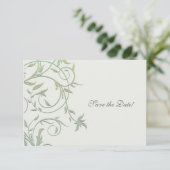 Wit met groene wijnstokken bruiloft Save the Date (Staand voorkant)
