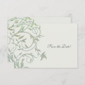 Wit met groene wijnstokken bruiloft Save the Date (Voorkant / Achterkant)