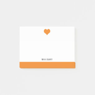 Wit met Helder Oranje Hart & Rand & Naam Post-it® Notes