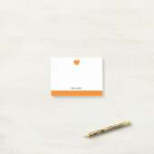 Wit met Helder Oranje Hart & Rand & Naam Post-it® Notes (Op bureau)